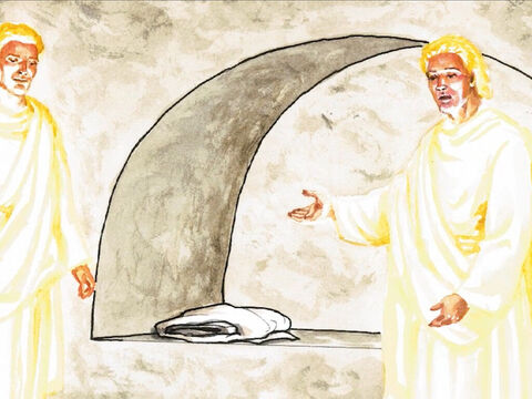 “Vejam o lugar onde o haviam posto. Vão e digam aos discípulos dele e a Pedro: Ele está indo adiante de vocês para a Galiléia. – Slide número 9