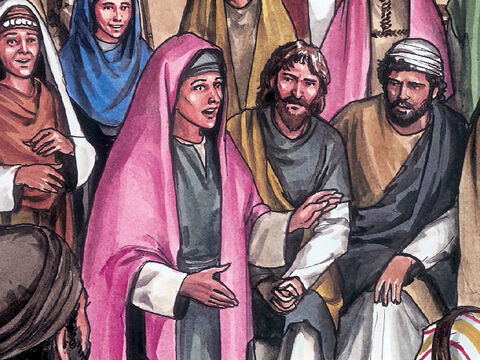 Maria Madalena foi e anunciou aos discípulos: “Eu vi o Senhor!”  E contou o que ele lhe dissera. – Slide número 11