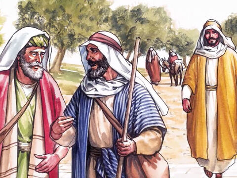 Enquanto conversavam e discutiam, o próprio Jesus se aproximou e começou a caminhar com eles;  mas os olhos deles foram impedidos de reconhecê-lo. – Slide número 3