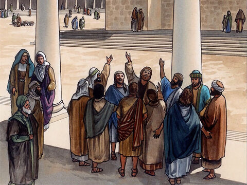 Eles estavam continuamente nos pátios do templo abençoando a Deus. – Slide número 12