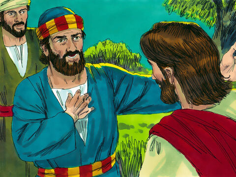 "Não!", Pedro insistiu, "Mesmo se for necessário morrer com o Senhor! Eu jamais O negarei!" E todos os outros discípulos disseram o mesmo. – Slide número 4