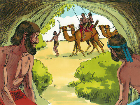 Eles chegavam em camelos e permaneciam até que a terra estivesse desnudada. Os midianitas eram tão cruéis que os israelitas se escondiam em montanhas, cavernas e fortalezas. O povo de Deus foi reduzido à fome. – Slide número 3