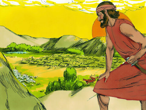 Os midianitas e seus aliados reuniram um exército de 135.000 para roubar as colheitas e alimentos dos israelitas. Deus prometeu a Gideão que lhe daria a vitória sobre eles. – Slide número 1