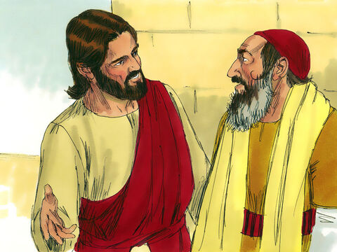 Jesus concluiu: “Na sua opinião, qual dos três agiu como próximo com o homem atacado pelos ladrões?” O mestre da Lei respondeu: “Aquele que foi bom para com ele.” Jesus respondeu: “Vá e faça o mesmo”. – Slide número 12