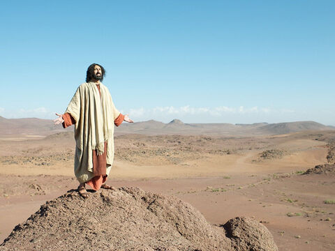 Ao amanhecer, Jesus saiu para um lugar solitário, mas as pessoas O procuraram e O encontraram. – Slide número 11