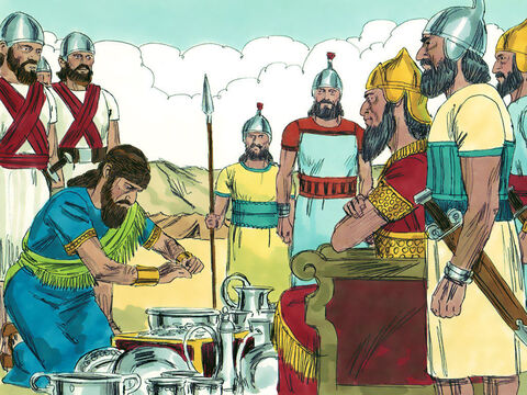 O rei Senaqueribe, da Assíria, pegou o dinheiro, mas não deixou a terra. – Slide número 12