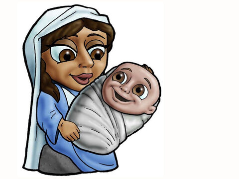 Maria e o bebê Jesus. – Slide número 11