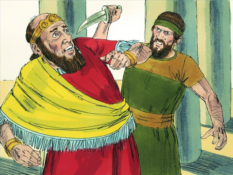 O rei Menaém, por exemplo, tornou-se rei de Israel matando o rei Salum - que havia matado o rei anterior a ele. Menaém governou por dez anos, mas não fez nada para incentivar as pessoas a abandonar sua desobediência. – Slide número 3