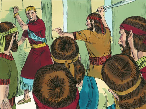 Quando Menaém morreu, seu filho Pecaia tornou-se rei. Depois de governar por dois anos, ele foi assassinado por Peca, que se tornou o próximo rei. – Slide número 6