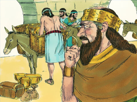 Oseias, em vez de lutar, concordou em pagar aos assírios grandes quantias de dinheiro todos os anos para permanecer rei. Mais tarde, Oseias decidiu parar de pagar aos assírios o dinheiro do tributo. – Slide número 10