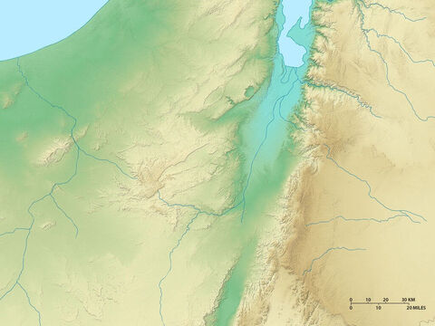 Mapa das regiões sul do Mar Morto. O deserto do Neguebe, a oeste, e o deserto norte da Arábia, a leste. – Slide número 5