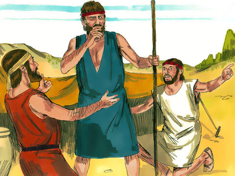 Os mensageiros voltaram para relatar: "Esaú está vindo para encontrá-lo, e quatrocentos homens estão com ele”. Jacó estava muito assustado. – Slide número 3