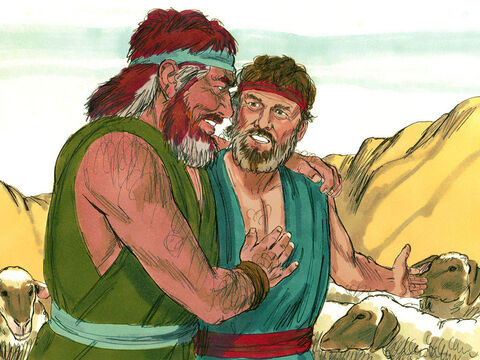 Esaú correu ao encontro de Jacó e o abraçou – Slide número 13