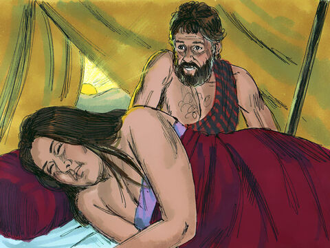 Foi só na manhã seguinte que Jacó descobriu que havia se casado com Lia e não com Raquel. – Slide número 10