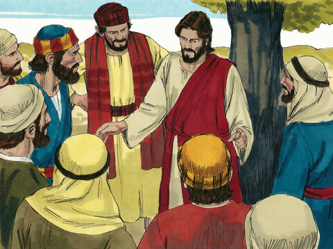 Jesus e Seus seguidores estavam a caminho de Jerusalém, mas muitos estavam com medo. Então Jesus chamou os 12 discípulos de lado para explicar o que estava para acontecer. – Slide número 1