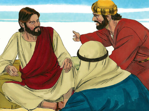 Tiago e João foram até Jesus. “Mestre, queremos que faça por nós tudo o que vamos pedir”, insistiram eles. “O que vocês querem que Eu faça?”, perguntou Jesus. – Slide número 4