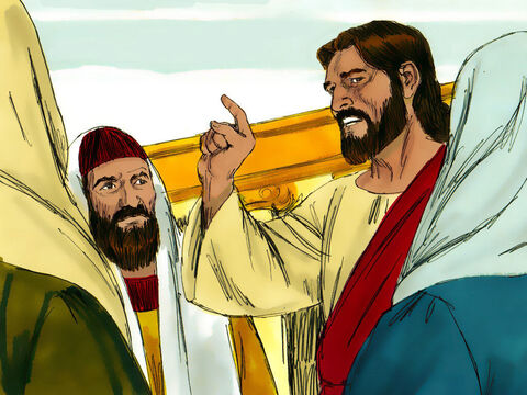 Todos os dias, enquanto Jesus esteve na festa da Páscoa, Ele ensinava no pátio do Templo. – Slide número 1
