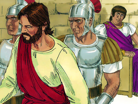 Ao ouvir que Jesus era da Galileia, região governada por Herodes Antipas, Pilatos, sabendo que Herodes estava em Jerusalém para a festa, enviou Jesus para ser interrogado por ele. – Slide número 6