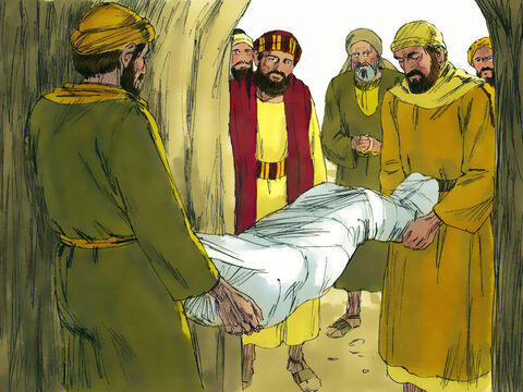 Quando os discípulos de João souberam que ele havia sido executado, eles foram à fortaleza de Herodes, perto do Mar Morto, para recolher o corpo de João e enterrá-lo. – Slide número 12