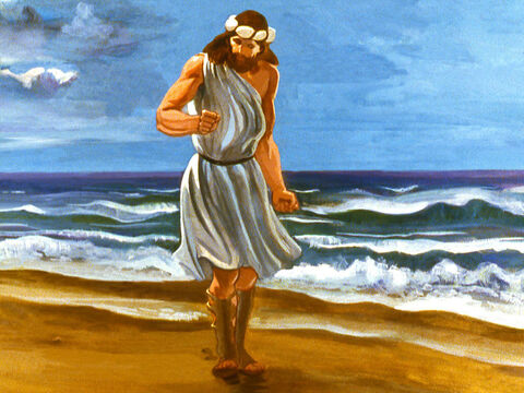 Jonas decidiu ignorar Deus e foi para a direção oposta de Nínive, para o litoral. – Slide número 10