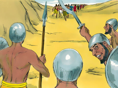 Josué e o exército israelita fugiram para o deserto como se tivessem sido totalmente vencidos. – Slide número 7