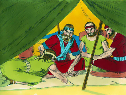 Os homens de Gibeão enviaram mensageiros a Josué em seu acampamento em Gilgal. “Venha imediatamente! Salve-nos! Ajude-nos!”, imploraram eles. "Todos os reis amorreus que vivem na região montanhosa uniram forças para nos atacar”. – Slide número 4
