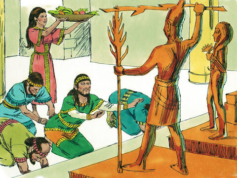 Apesar do fato de que Deus proibiu Seu povo de adorar outros deuses, Manassés construiu um ídolo para adorar a deusa Aserá, como o perverso rei Acabe e sua esposa Jezabel haviam feito. – Slide número 8