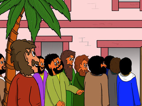Agora era a Páscoa, e Jesus sabia exatamente o que aconteceria a Ele. Ele foi a um cenáculo de uma casa com Seus discípulos para celebrarem a refeição pascal. – Slide número 13