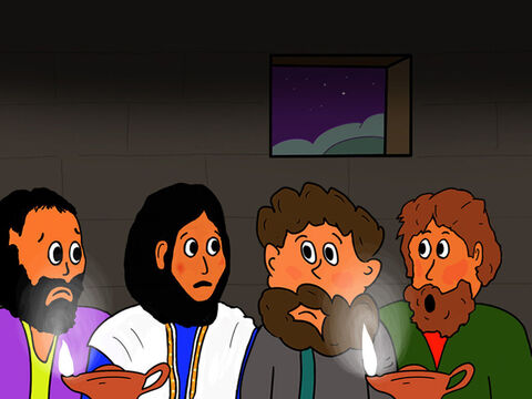 Depois, Jesus disse aos discípulos que eles fugiriam e o abandonariam naquela noite. – Slide número 20
