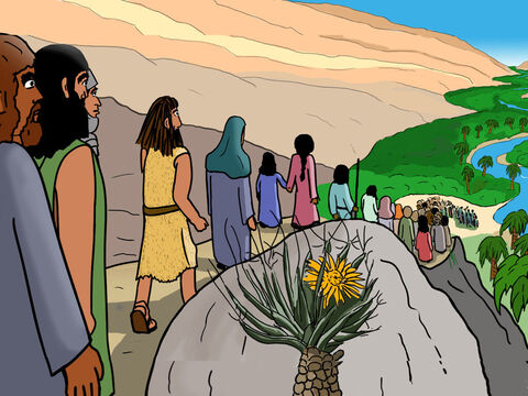 Muitos seguiram João para o rio Jordão para serem batizados. – Slide número 6
