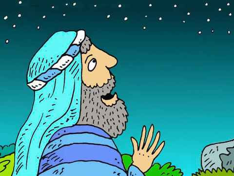 Há muito tempo, Deus fez uma promessa especial a Abrão.<br/>– Olhe para todas as estrelas. Há estrelas demais para serem contadas. – Slide número 1