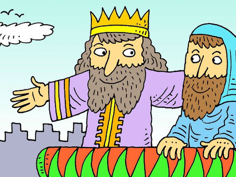O rei percebeu que Daniel trabalhava muito duro e sempre fazia o que era bom e certo. O rei tornou Daniel em um chefe. Mas os outros ajudantes do rei queriam ser os chefes em lugar de Daniel. – Slide número 3