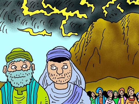 Arão e Josué foram deixados encarregados do povo de Israel enquanto Moisés subiu ao monte Sinai para falar com Deus. – Slide número 2
