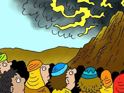 Eles esperaram 40 dias para que Moisés descesse a montanha. Parecia tanto tempo, que eles pensaram que Moisés havia morrido. – Slide número 3