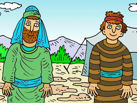 Isaque e Rebeca tiveram dois gêmeos. Esaú nasceu primeiro e cresceu sendo muito peludo, mas Jacó não tinha tanto pelo como seu irmão. – Slide número 2