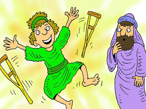 Judas viu muitos milagres. Quando Jesus os tocava, os cegos enxergavam, os leprosos eram curados e as pessoas que nunca haviam andado se levantavam e pulavam de alegria. – Slide número 3