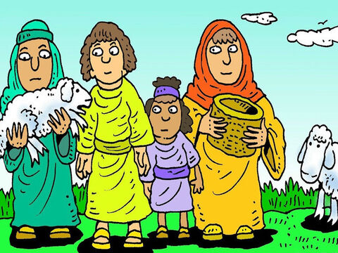 Deus disse a Moisés:<br/>– Esta noite todas as famílias de Israel devem comer um cordeiro assado no jantar, com ervas e pão asmo. Essa será chamada a festa da Páscoa. – Slide número 2