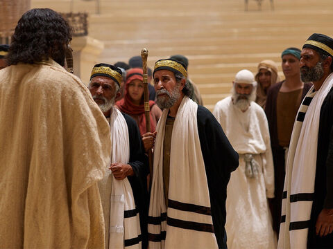 Assim, porque Jesus estava fazendo essas coisas no sábado, os líderes judeus começaram a persegui-Lo. – Slide número 15