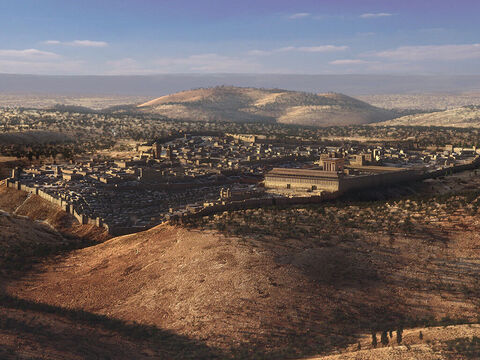 Jerusalém vista do sudeste sob a luz do sol do fim do dia. – Slide número 6
