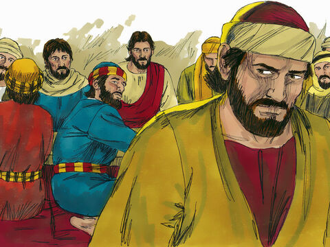 Jesus então disse a Judas: “O que você está prestes a fazer, faça rapidamente”. Judas se levantou e saiu da sala. Os outros pensaram que Jesus havia dito a Judas para dar algo aos pobres. – Slide número 12