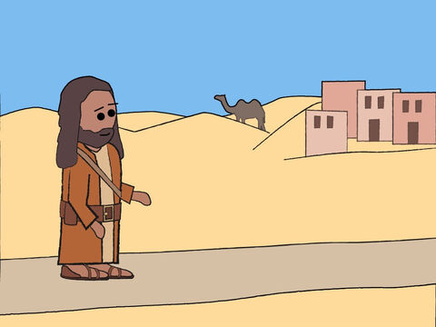 João Batista começou a pregar no deserto da Judeia. – Slide número 1