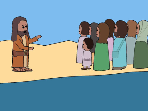 O povo de Jerusalém e das redondezas da Judeia saia ao deserto para ouvir João pregar. – Slide número 5