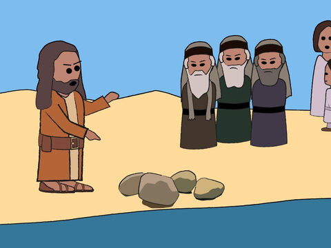– Não pensem que porque vocês são judeus que Deus não irá puni-los. Deus pode transformar estas pedras aqui em judeus se Ele quiser. – Slide número 10