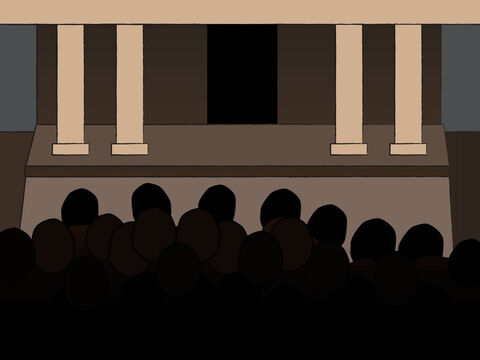 A multidão estava do lado de fora esperando por Zacarias e começou a se perguntar o porquê ele se demorava tanto no Templo. – Slide número 11
