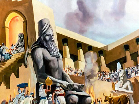 Os babilônios eram pagãos que adoravam grandes ídolos de ouro, prata, madeira e pedra. – Slide número 2