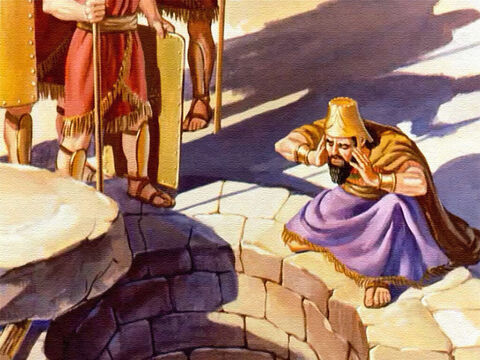 A pedra foi removida e o rei gritou:<br/>– Daniel, servo do Deus vivo, o seu Deus foi capaz de o livrar da boca dos leões? – Slide número 36