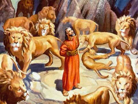 – O meu Deus enviou Seu anjo, e fechou a boca dos leões. Eles não me machucaram. Deus me julgou inocente perante Ele e também perante o senhor, ó rei. – Slide número 38