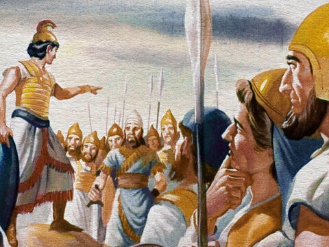 Mas, quando Deus disse que isso era muito, Gideão falou a seus homens e ordenou àqueles que estavam com medo de lutar para que deixassem o exército e voltassem para casa. – Slide número 12