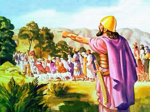 Quando o povo de Israel entrou na terra de Canaã, Josué era seu líder. Um homem escolhido pelo Deus que havia ordenado: “Ponho esta terra diante de vocês. Entrem e tomem posse da terra...” – Slide número 1