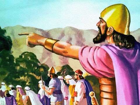Porém Josué tinha a promessa de Deus: “Assim como estive com Moisés, estarei com você. Seja forte e corajoso”. Assim, Josué, sob as ordens divinas, liderou o povo para o planalto de Jericó. – Slide número 4
